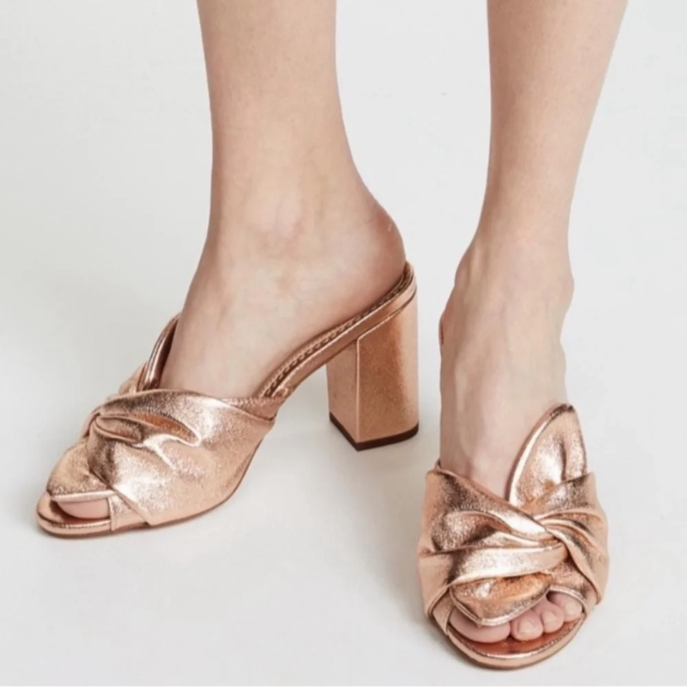 Sam Edelman Circus Rose Gold Bow Sandal Heels 10 - Picture 1 of 11